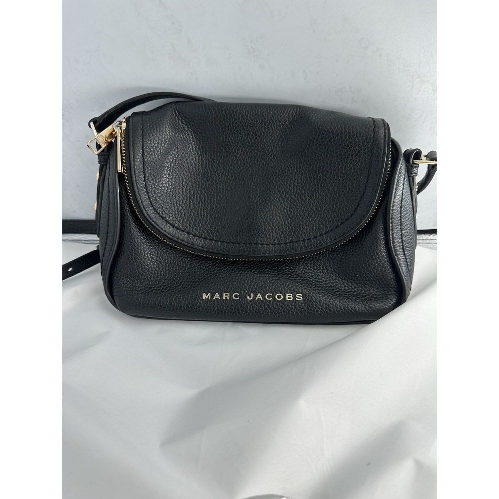 Marc Jacobs The Groove Hobo Bag Purse Black Pebbled Leather Zip Flap EXE